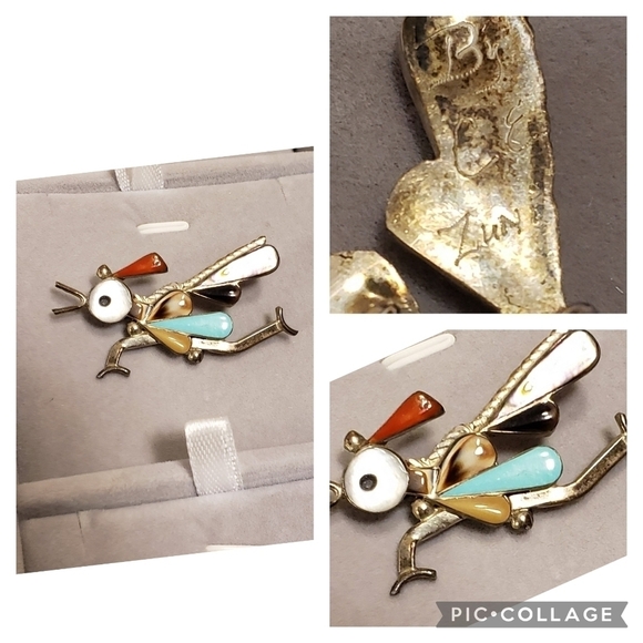 Vintage ZUNI ROADRUNNER Brooch  & Pendant - Picture 1 of 7